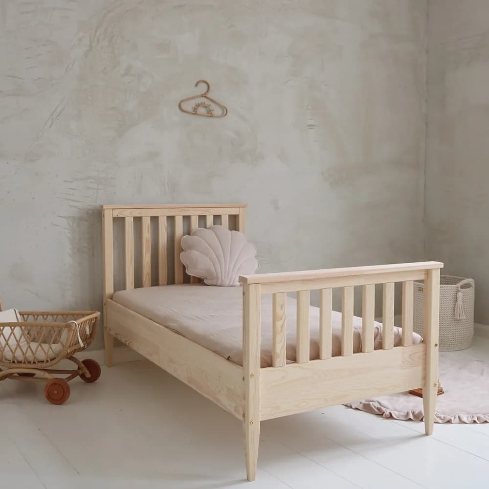 Boho z barierką 190×90, naturalne (nóżki 19 cm) (szybka wysyłka)
