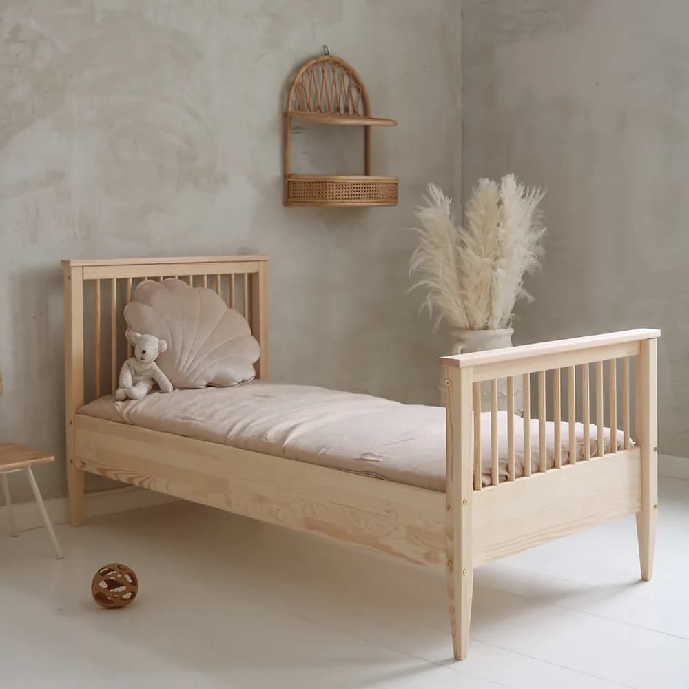 Boho z barierką szczeblową 190×90, naturalne (nóżki 19 cm) (szybka wysyłka)