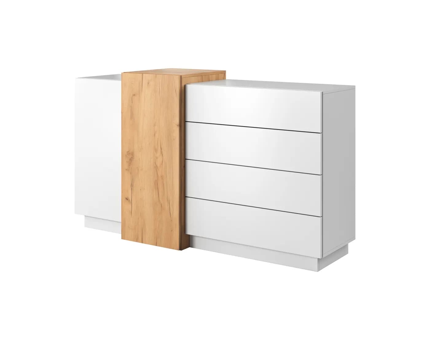 Komoda 3D 2D4S — biały / dąb craft złoty