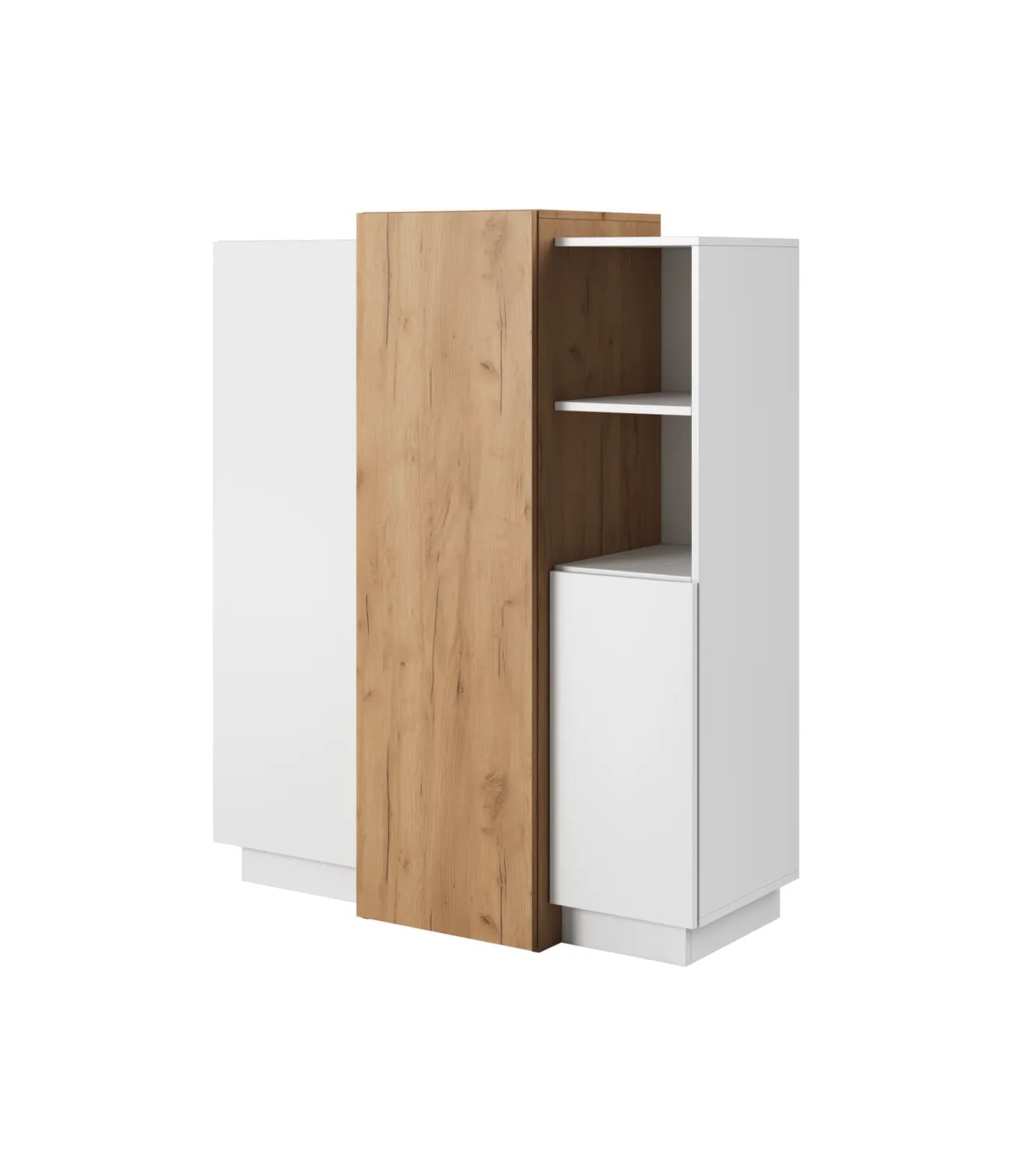 Komoda 3D — biały / dąb craft złoty
