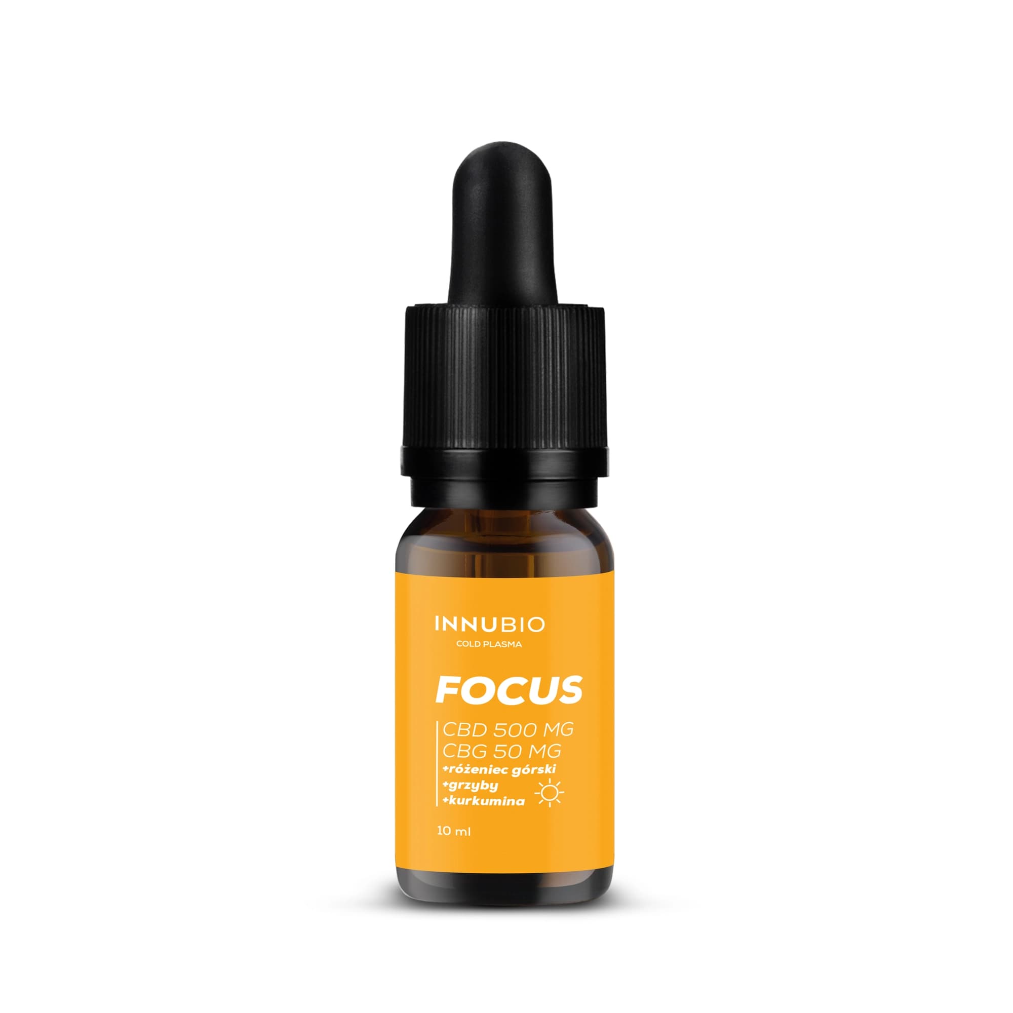 INNUBIO Focus olejek konopny z grzybami, różeńcem górskim i kurkuminą 5% CBD + 0,5% CBG 10 ml