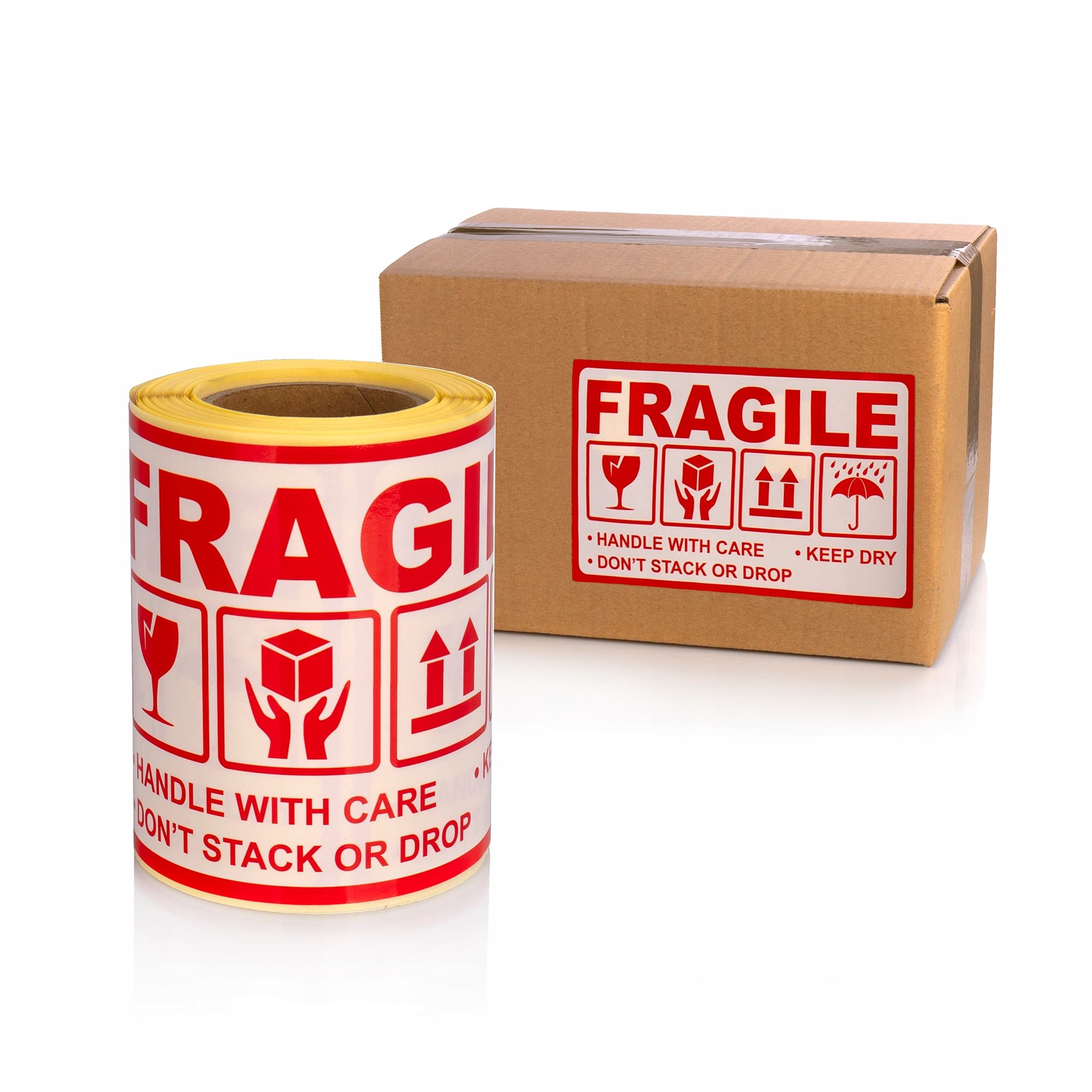 Etykiety ostrzegawcze FRAGILE 90x150mm 100szt