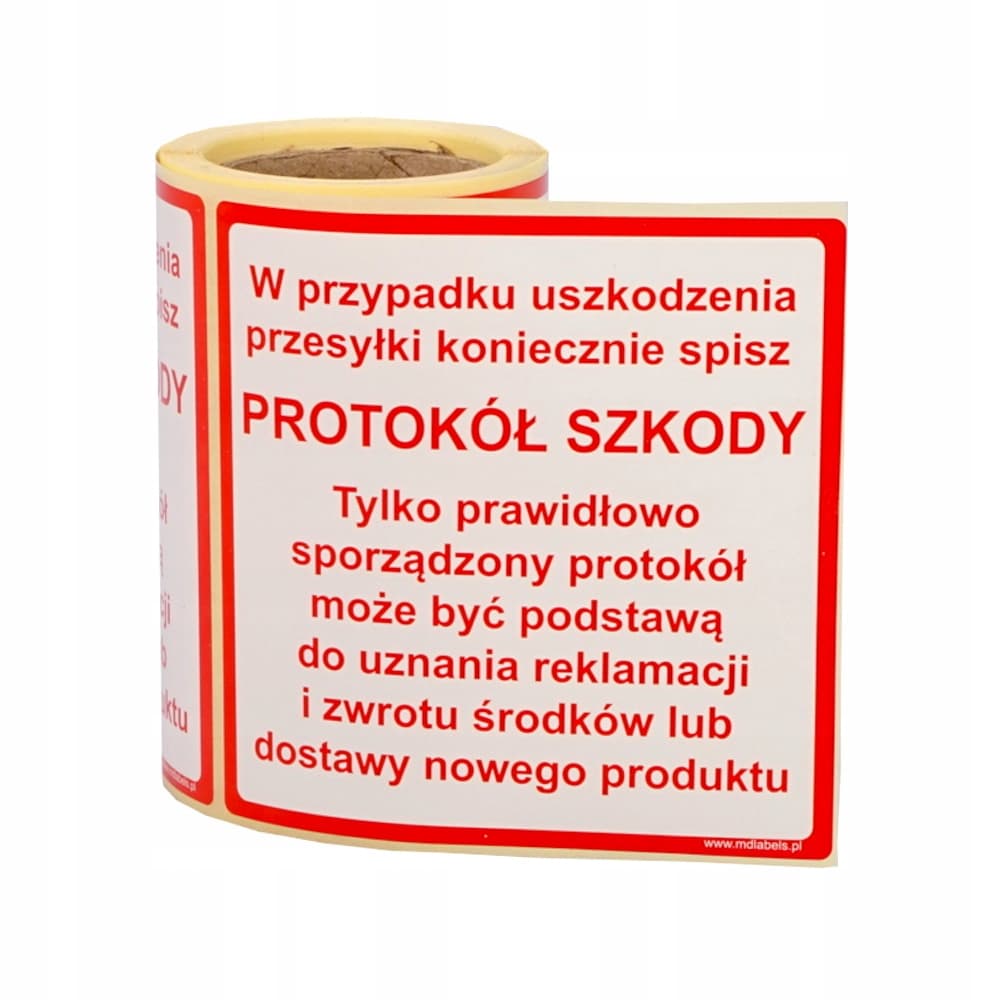 Etykiety Naklejki Reklamacja Szkoda Protokół 100