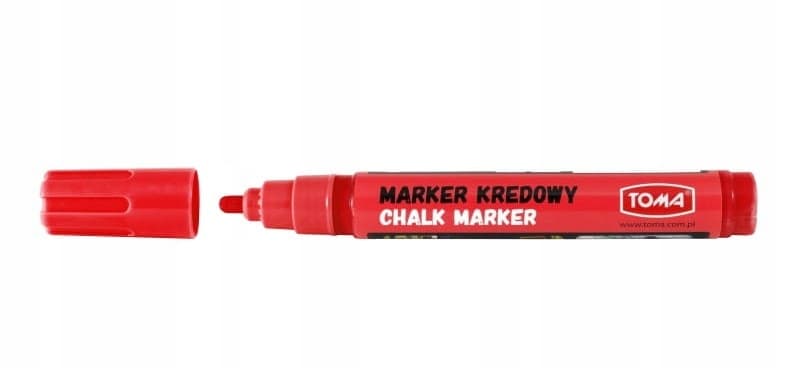 MARKER KREDOWY DO TABLIC DO SZKŁA DO PLASTIKU TOMA TO-292 CZERWONY ZMYWALNY