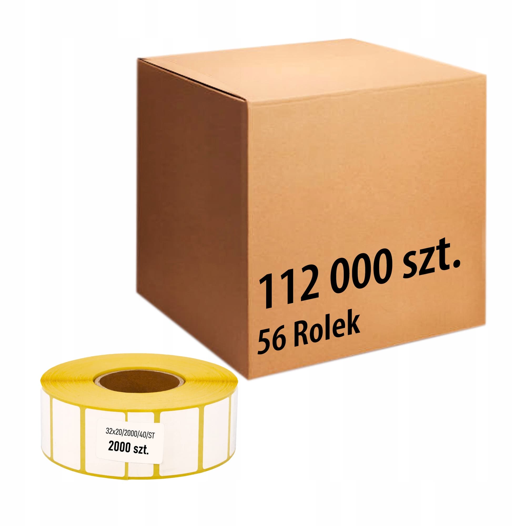 Etykieta termiczna 32x20 2000 112000szt 56 rolek do drukarek ZEBRA i innych