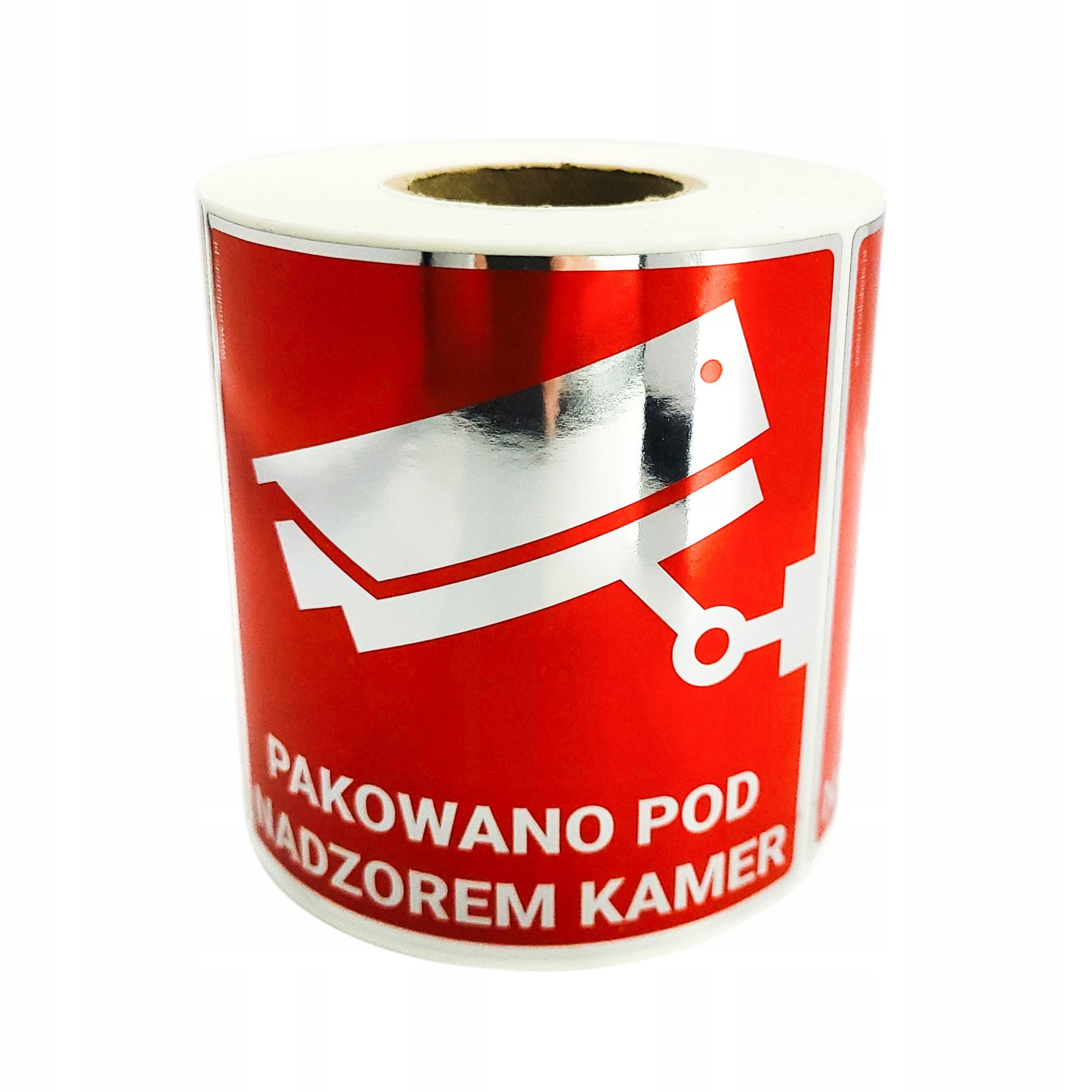 Etykiety na paczki Pakowano pod nadzorem kamer 500 SZT FOLIA METALIZOWANA