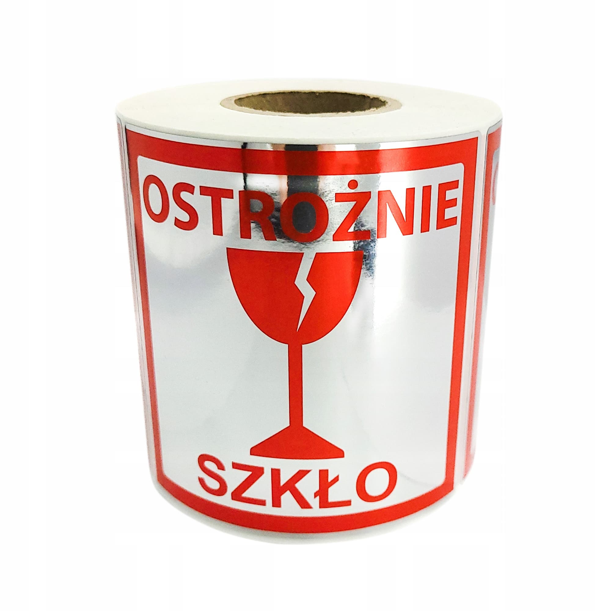 Etykiety ostrzegawcze Ostrożnie Szkło 500 SZT FOLIA METALIZOWANA