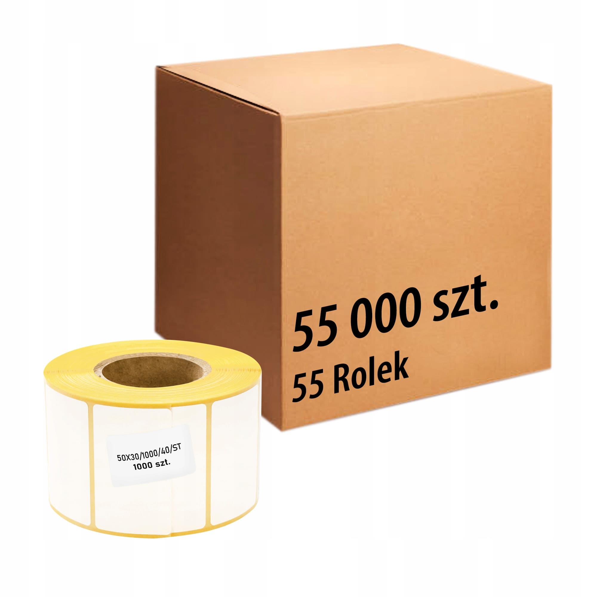 Etykieta termiczna 50x30mm 1000' 55000szt 55 rolek do drukarek ZEBRA i inne