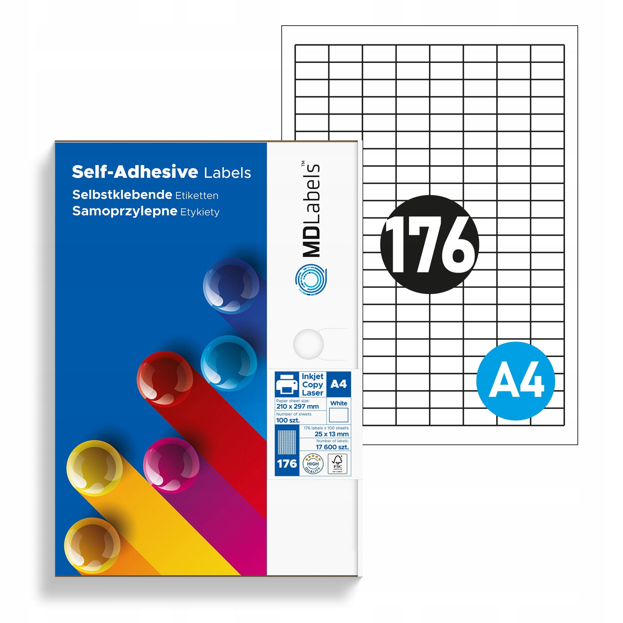 Etykiety naklejki samoprzylepne na arkuszu A4 25x13 mm 100 szt papier mat