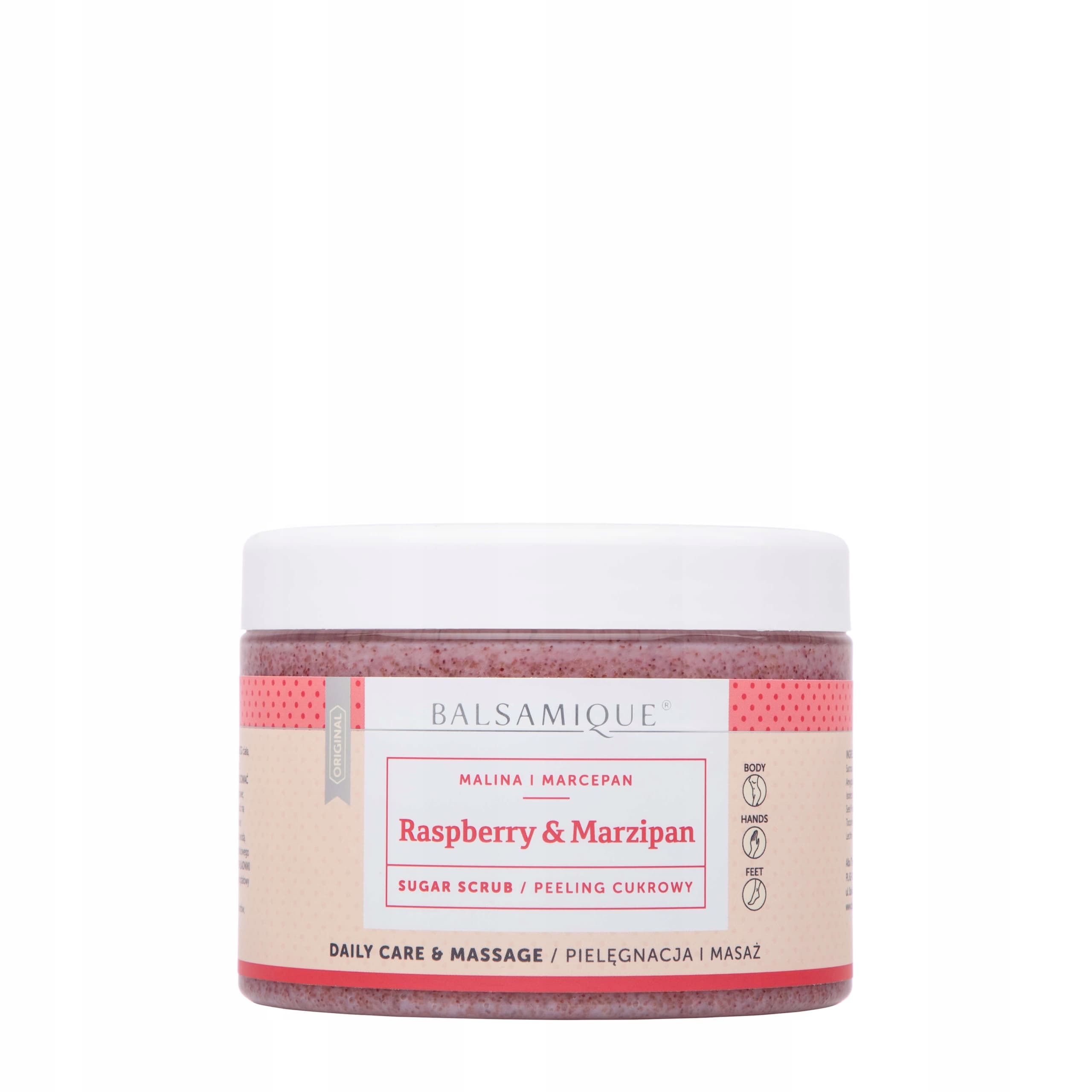 Balsamique peeling cukrowy do ciała malina i marcepan 450g