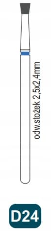 Frez diamentowy D24 odwrócony stożek 2,5x2,4mm
