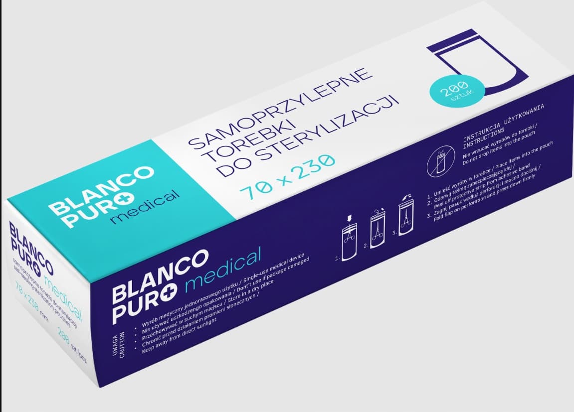 Torebki do sterylizacji papierowo-foliowe Blanco Puro 70x230 mm 200 szt.