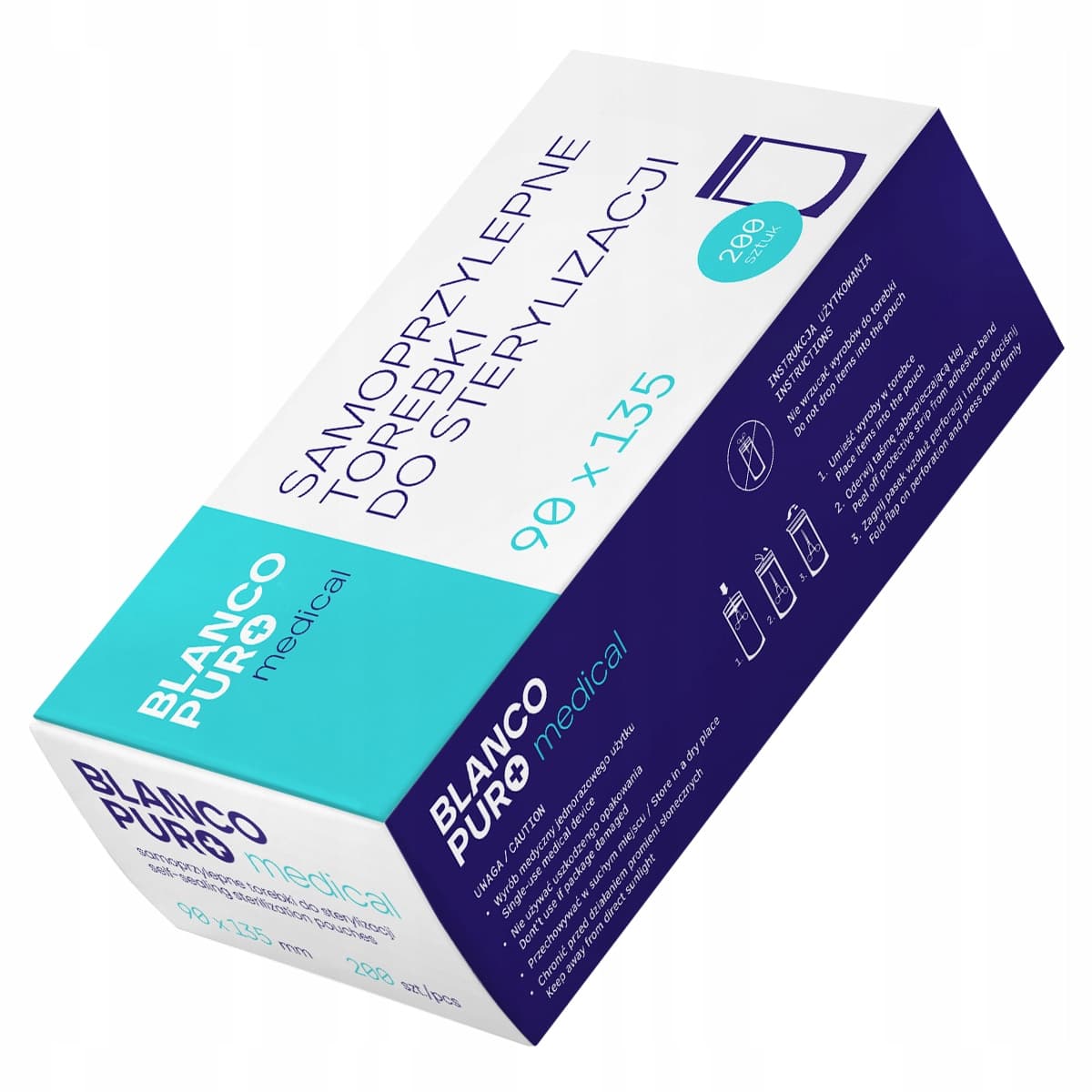 Torebki do sterylizacji papierowo-foliowe Blanco Puro 90x135 mm 200 szt.