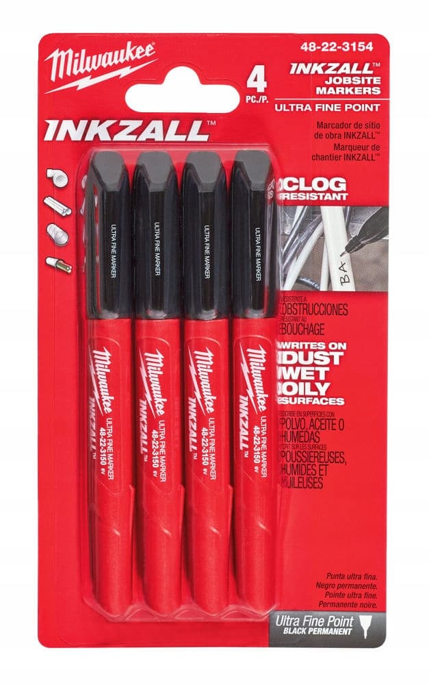 Markery Milwaukee INKZALL Ultra Cienkie 4szt Czarne Budowlane 48223154