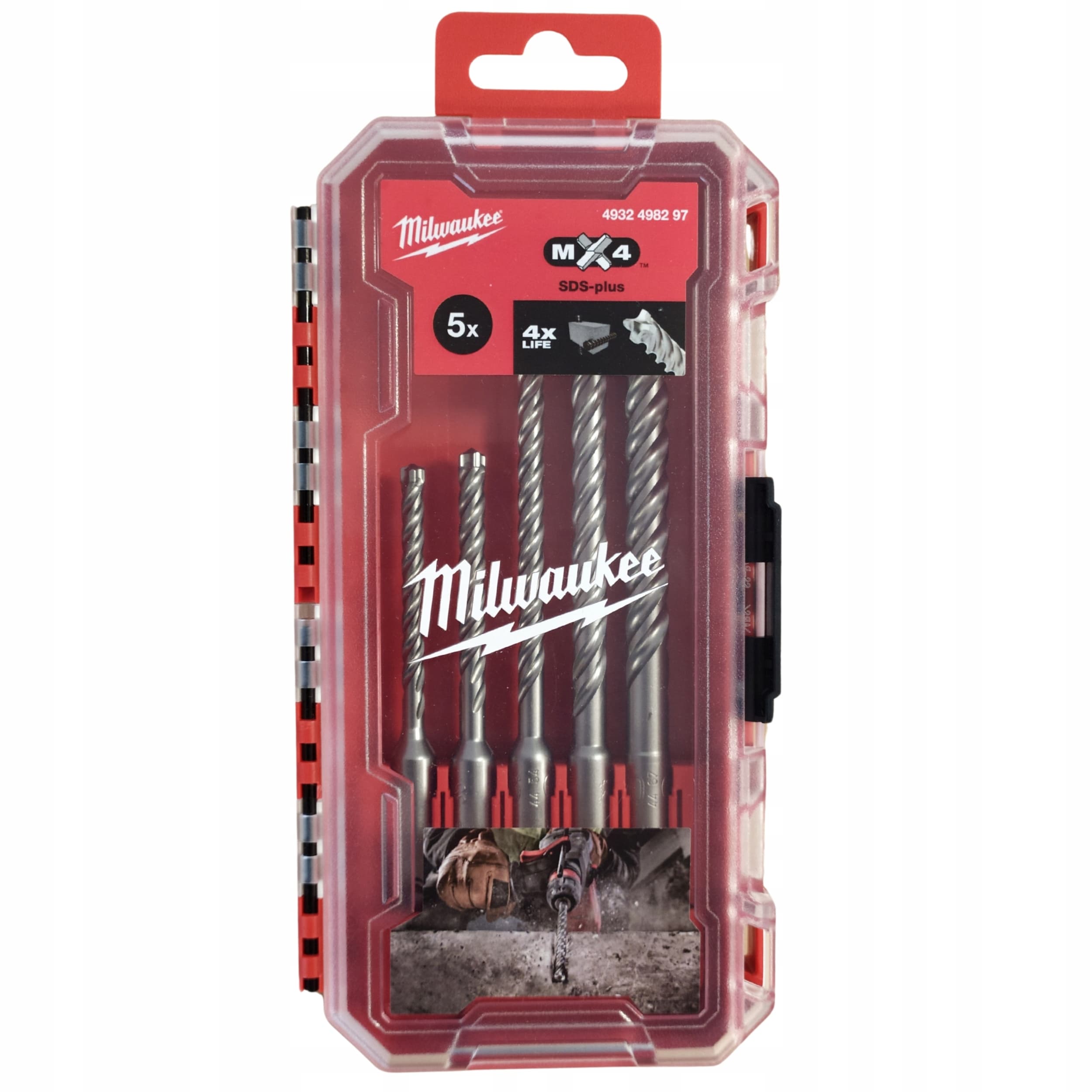 Wiertła do Betonu SDS Plus Milwaukee MX4 Zestaw 5szt 4932498297 4-ostrzowe